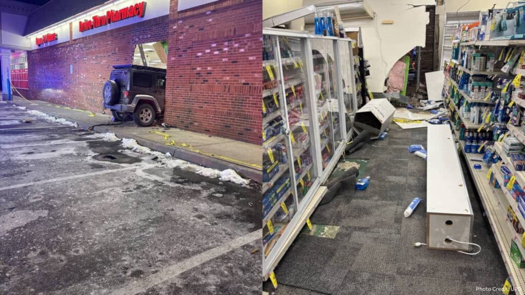 car crashes into CVS